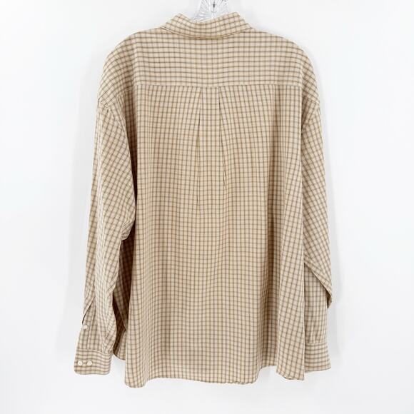 Arrow Beige Plaid Button Front Collared Classic Fit Shirt Men's Size 2X - Picture 2 of 9